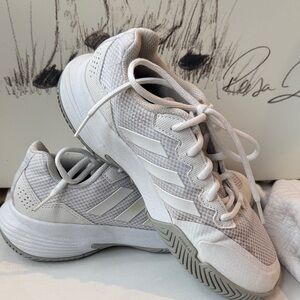 Adidas Gray and White Gamecourt Sneakers